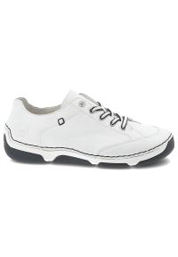 Półbuty damskie Rieker, cholewka skóra naturalna klasyczne sznurowanie i lekka elastyczna podeszwa zapewniają komfort, białe, 55901-80. Okazja: na co dzień. Zapięcie: sznurówki. Kolor: biały. Materiał: skóra. Szerokość cholewki: normalna. Styl: klasyczny #2