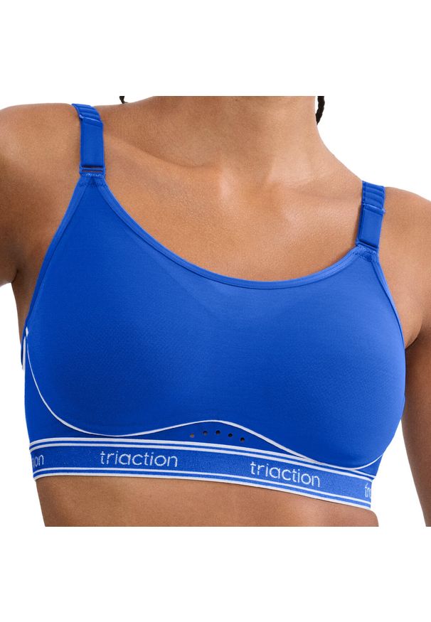 TRIACTION - Stanik do biegania Cardio Breeze z wysoki poziomem podtrzymywania. Kolor: niebieski. Materiał: poliester, poliamid, elastan. Wzór: paski. Sport: bieganie, fitness