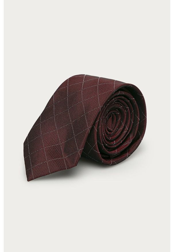Calvin Klein - Krawat. Kolor: brązowy. Materiał: tkanina, materiał