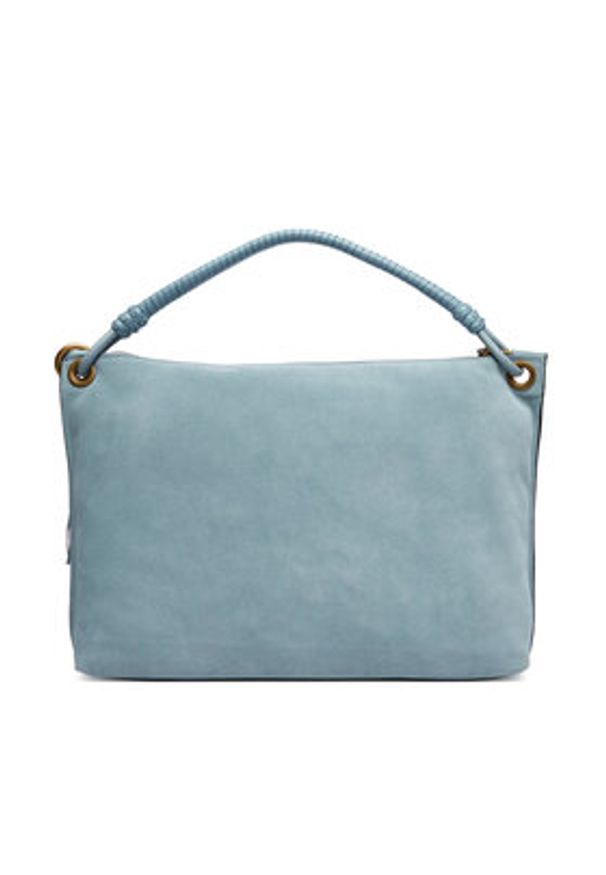 TOMMY HILFIGER - Tommy Hilfiger Torebka Th Statement Leather Bag Suede AW0AW18402 Błękitny. Kolor: niebieski. Materiał: skórzane