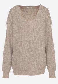 Born2be - Brązowy Sweter z Dodatkiem Wełny i Trójkątnym Dekoltem Esmina. Okazja: na co dzień. Kolor: brązowy. Materiał: wełna. Styl: klasyczny, casual, elegancki #7