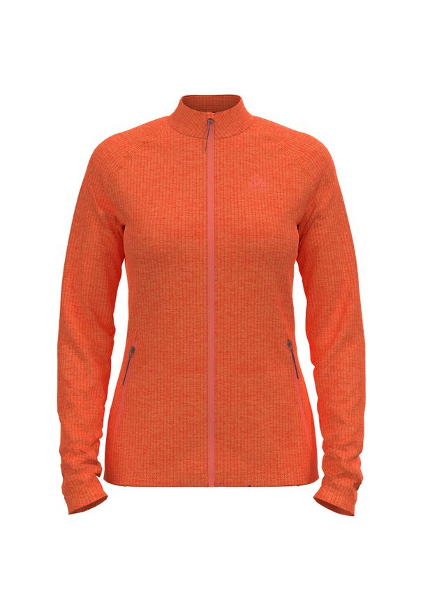 Odlo - Bluza rozpinana bez kaptura damska ODLO Tencia Mid Layer Full Zip. Typ kołnierza: bez kaptura. Kolor: pomarańczowy