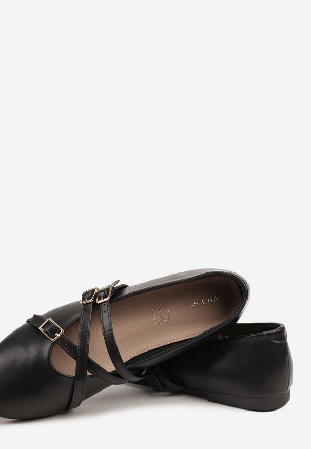 Born2be - Czarne Balerinki Vices w Stylu Mary Jane ze Skórzaną Wkładką Nalievre. Okazja: na randkę, na co dzień, na spotkanie biznesowe. Zapięcie: sprzączka. Kolor: czarny. Materiał: skóra. Obcas: na płaskiej podeszwie. Styl: casual, elegancki, biznesowy