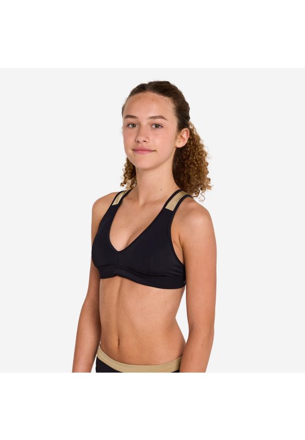 Góra kostiumu kąpielowego surfingowego dla dzieci Decathlon 900 Lily. Kolor: czarny