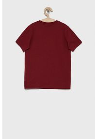 Champion T-shirt bawełniany dziecięcy kolor bordowy gładki. Okazja: na co dzień. Kolor: czerwony. Materiał: bawełna. Wzór: gładki. Styl: casual