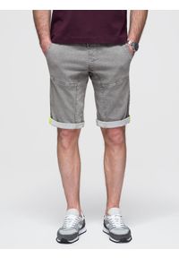 Ombre Clothing - Jeansowe krótkie spodenki męskie z ozdobnymi przeszyciami - jasnoszare V1 - Rozmiar: XXL. Okazja: na co dzień. Kolor: szary. Materiał: jeans. Długość: krótkie. Sezon: lato. Styl: casual, sportowy #1