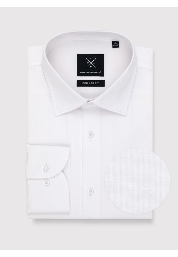 Pako Lorente - PAKO LORENTE – Biała koszula męska z długim rękawem. Kolor: biały. Materiał: bawełna. Długość rękawa: długi rękaw. Długość: długie. Wzór: gładki