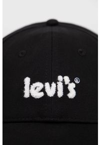 Levi's® - Levi's czapka bawełniana kolor czarny z aplikacją. Kolor: czarny. Materiał: bawełna. Wzór: aplikacja. Styl: biznesowy #4