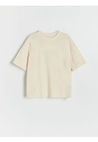 Reserved - Bawełniany t-shirt oversize - złamana biel. Materiał: bawełna #1
