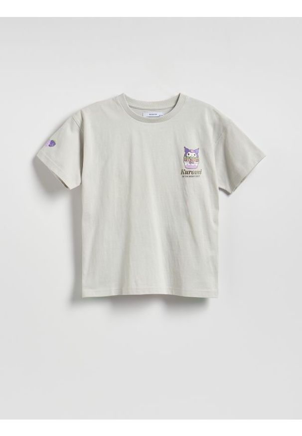 Reserved - T-shirt Kuromi - jasnoszary. Kolor: szary. Materiał: bawełna