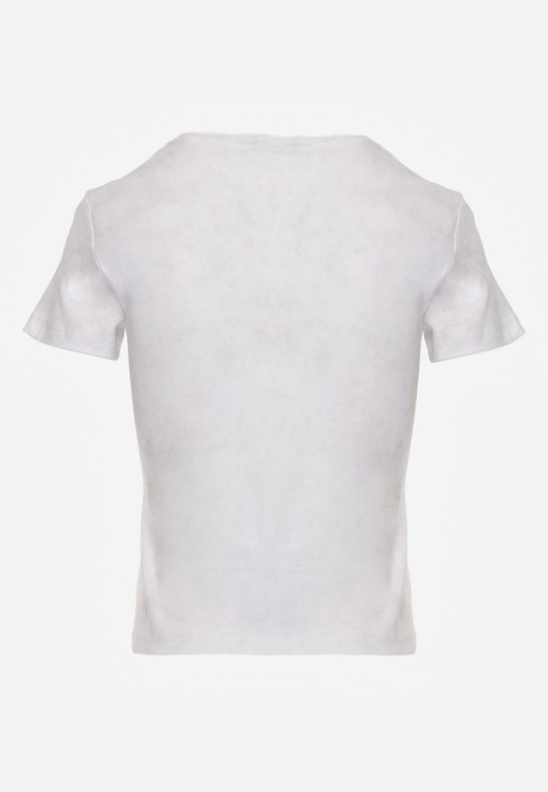 Born2be - Biały Bawełniany T-shirt z Cyrkoniowym Sercem Arielin. Okazja: na co dzień. Kolor: biały. Materiał: bawełna. Wzór: aplikacja. Styl: sportowy, klasyczny, casual