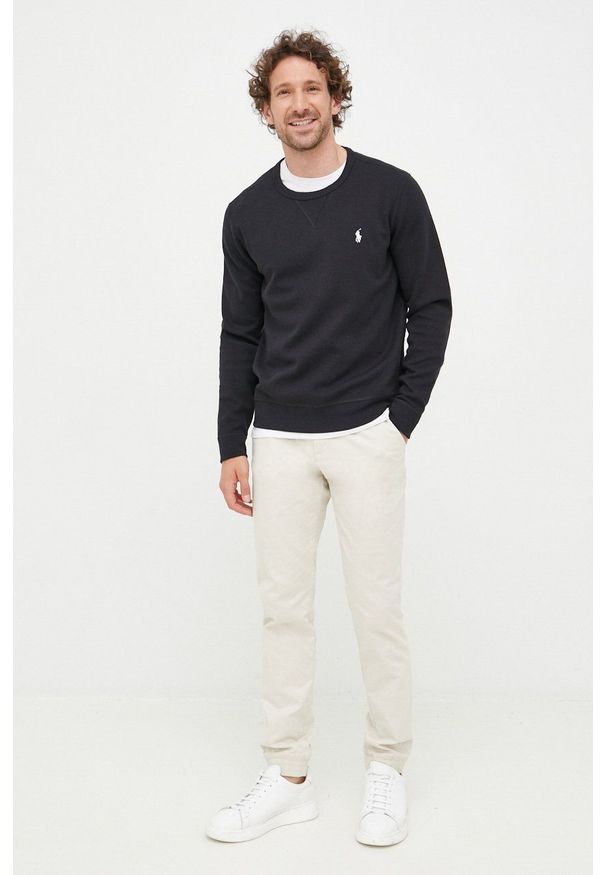 Polo Ralph Lauren bluza męska kolor czarny gładka. Typ kołnierza: polo. Kolor: czarny. Wzór: gładki