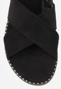 Renee - Czarne Sandały VICES z Imitacji Zamszu ze Skrzyżowanymi Paskami Fontalla. Okazja: na co dzień. Zapięcie: pasek. Kolor: czarny. Materiał: zamsz. Wzór: paski. Sezon: lato. Styl: casual, elegancki #2
