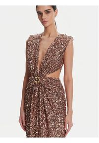 Elisabetta Franchi Sukienka wieczorowa ABR4852E2 181 Brązowy Regular Fit. Kolor: brązowy. Materiał: syntetyk. Styl: wizytowy #4
