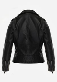 Renee - Czarna Motocyklowa Kurtka o Fasonie Ramoneski Chivi. Okazja: na co dzień. Kolor: czarny. Materiał: jeans, koronka, skóra, poliester. Styl: rockowy, klasyczny, casual #7