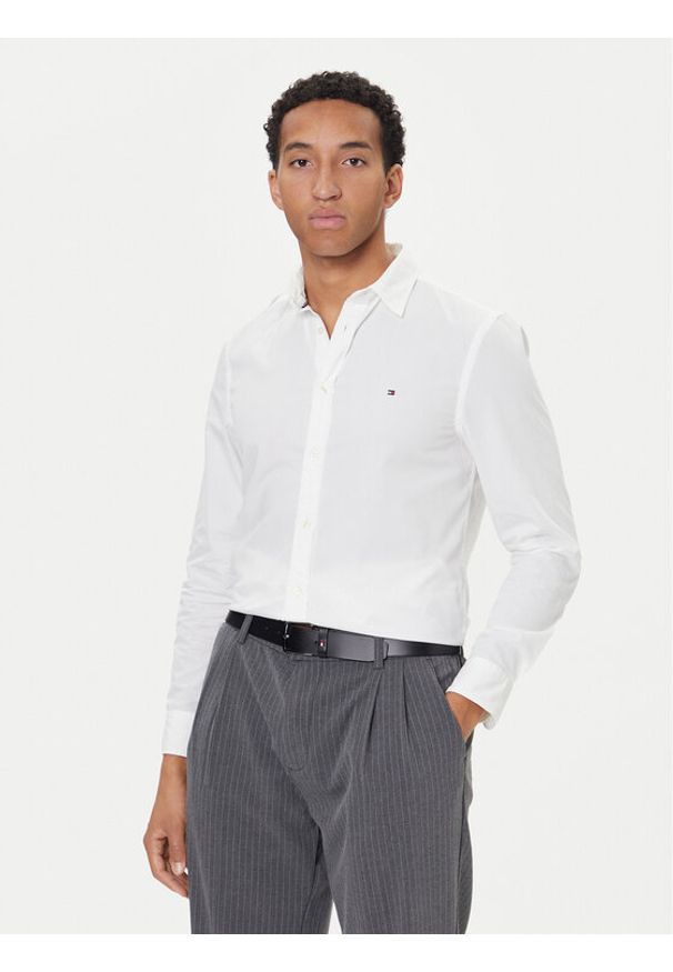 TOMMY HILFIGER - Tommy Hilfiger Koszula MW0MW40460 Biały Slim Fit. Kolor: biały. Materiał: bawełna