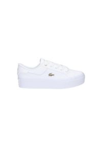Tenisówki Lacoste Model Ziane Kolor Biały. Kolor: biały, wielokolorowy, żółty. Materiał: tkanina, skóra. Obcas: na platformie. Sport: turystyka piesza