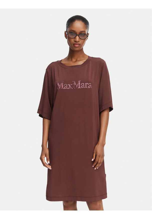 Max Mara Beachwear Sukienka codzienna 2616621049650 Brązowy Regular Fit. Okazja: na co dzień. Kolor: brązowy. Materiał: wiskoza. Typ sukienki: proste. Styl: casual