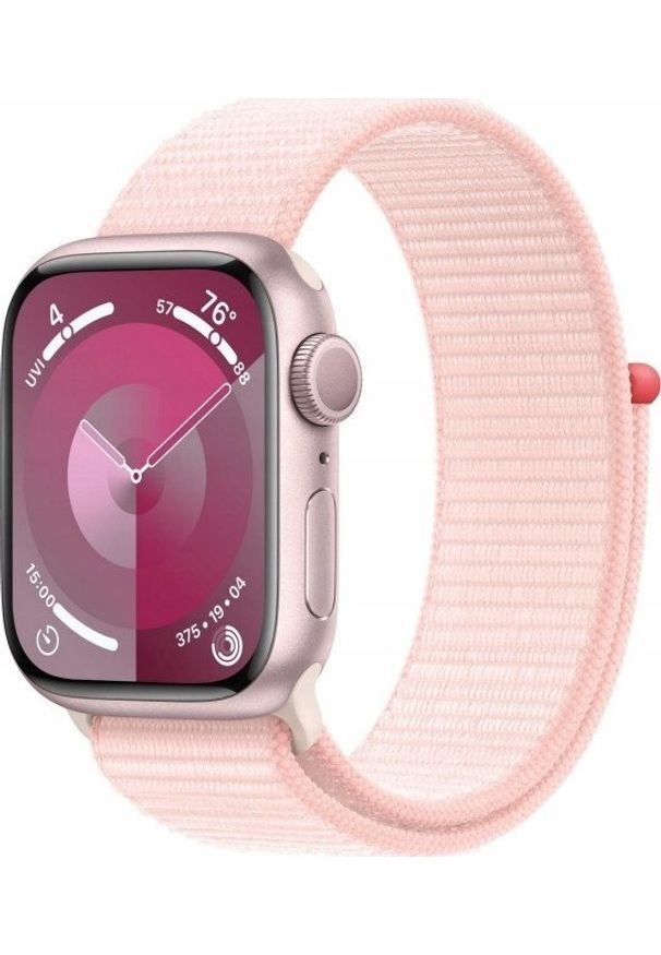 APPLE - Smartwatch Apple Apple Watch Series 9 GPS 45mm Pink Aluminium Case with Light Pink Sport Loop,Model A2980. Rodzaj zegarka: smartwatch. Styl: sportowy