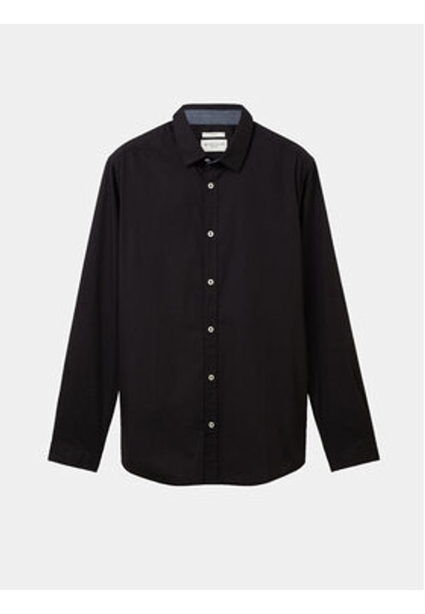 Tom Tailor Koszula 1037435 Czarny Regular Fit. Kolor: czarny. Materiał: bawełna