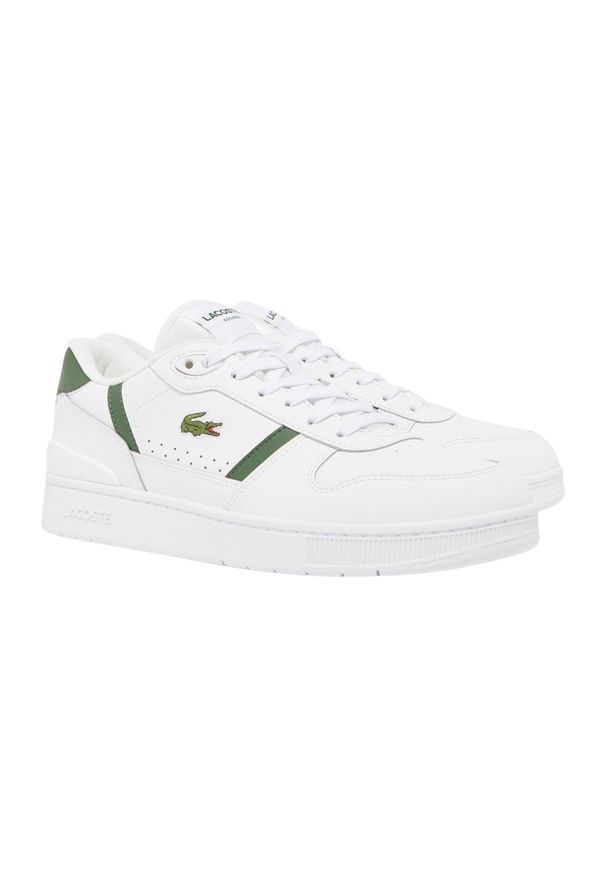 Buty Lacoste T-Clip Set białe i zielone. Kolor: biały. Materiał: skóra. Sport: tenis