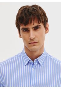 Pako Lorente - PAKO LORENTE - Dzianinowa koszula męska w paski. Materiał: dzianina. Długość rękawa: długi rękaw. Długość: długie. Wzór: paski #8