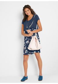 bonprix - Sukienka ciążowa i do karmienia piersią 2 w 1 z dżerseju z wiskozy. Kolekcja: moda ciążowa. Kolor: niebieski. Materiał: wiskoza, materiał, jersey. Wzór: kwiaty. Sezon: lato #3