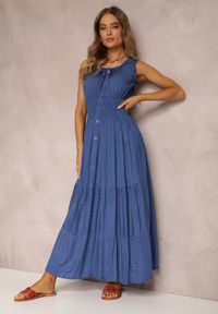 Renee - Niebieska Sukienka Kilroy. Kolor: niebieski. Długość rękawa: bez rękawów. Sezon: lato. Typ sukienki: rozkloszowane. Styl: boho. Długość: maxi