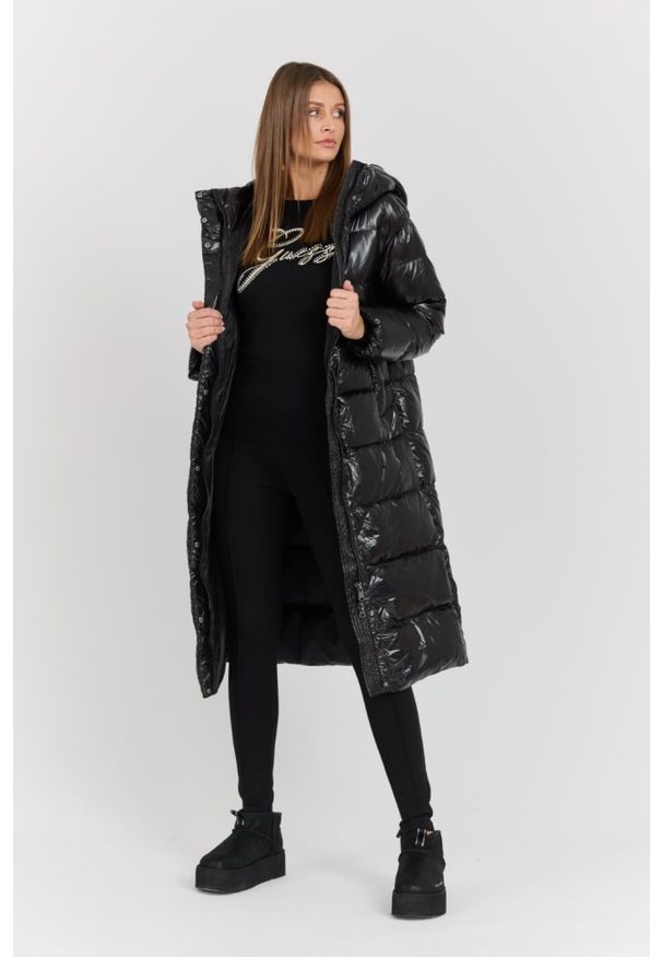 Hetrego - HETREGO Czarny damski płaszcz puchowy Tara Woman Oversized Quilted Coat, Rozmiar 42 EU - 46 IT. Okazja: na co dzień. Kolor: czarny. Materiał: puch. Długość: do kolan. Styl: casual