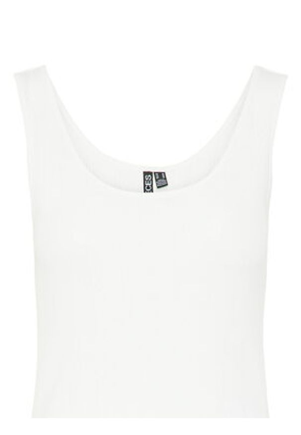 Pieces Top Fia 17155482 Biały Slim Fit. Kolor: biały. Materiał: syntetyk