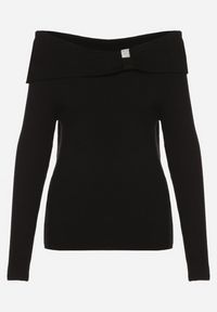 Born2be - Czarny Sweter z Wiskozą Ozdobiony Cyrkoniową Aplikacją Marrise. Okazja: na co dzień. Kolor: czarny. Materiał: wiskoza. Wzór: aplikacja. Styl: glamour, casual, elegancki #7