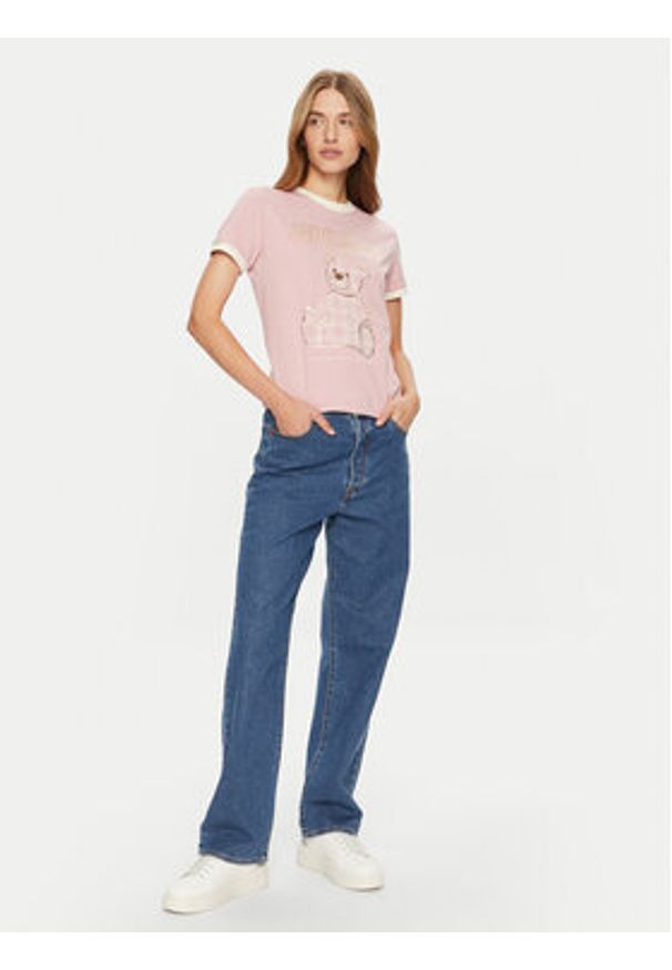 Guess T-Shirt V4BI02 K8FQ4 Różowy Regular Fit. Kolor: różowy. Materiał: bawełna