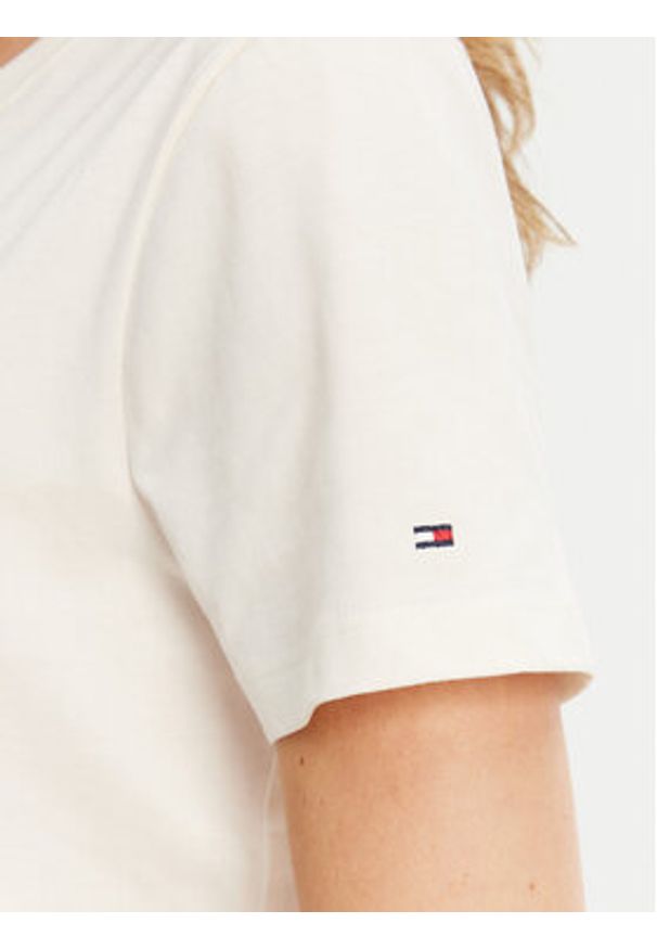 TOMMY HILFIGER - Tommy Hilfiger T-Shirt Script WW0WW47210 Écru Regular Fit. Materiał: bawełna