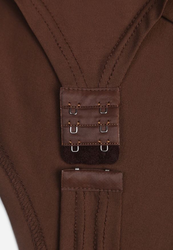 Born2be - Ciemnobrązowe Body Maerane. Kolor: brązowy. Materiał: jeans. Długość rękawa: długi rękaw. Długość: długie. Styl: klasyczny