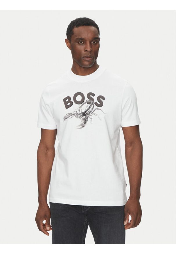 BOSS T-Shirt Te_Bossfish 50539196 Biały Regular Fit. Kolor: biały. Materiał: bawełna