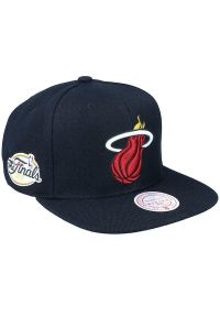 Czapka z daszkiem męska do koszykówki Mitchell & Ness NBA Miami Heat czarna. Kolor: czarny