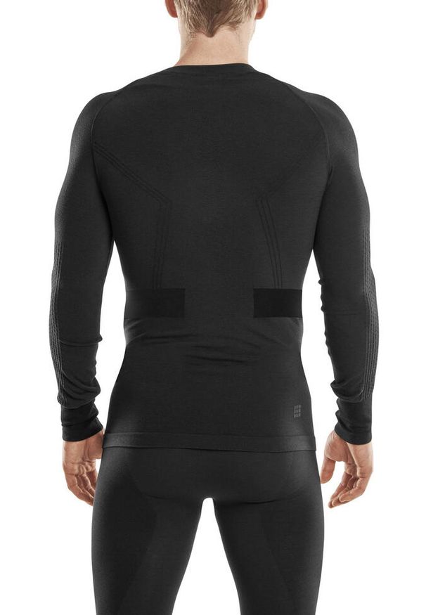Koszulka sportowa z wełną Merino CEP męska. Kolor: czarny. Materiał: wełna. Długość rękawa: długi rękaw. Długość: długie. Sport: turystyka piesza