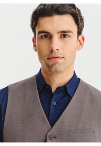 Pako Lorente - PAKO LORENTE – Brązowa kamizelka męska. Kolor: brązowy. Materiał: poliester, wiskoza, elastan. Wzór: melanż #3