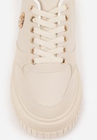 Born2be - Beżowe Sneakersy VICES na Żłobionej Podeszwie Zdobione Elegancką Aplikacją Lunatea. Okazja: na co dzień. Kolor: beżowy. Materiał: jeans. Wzór: aplikacja #8