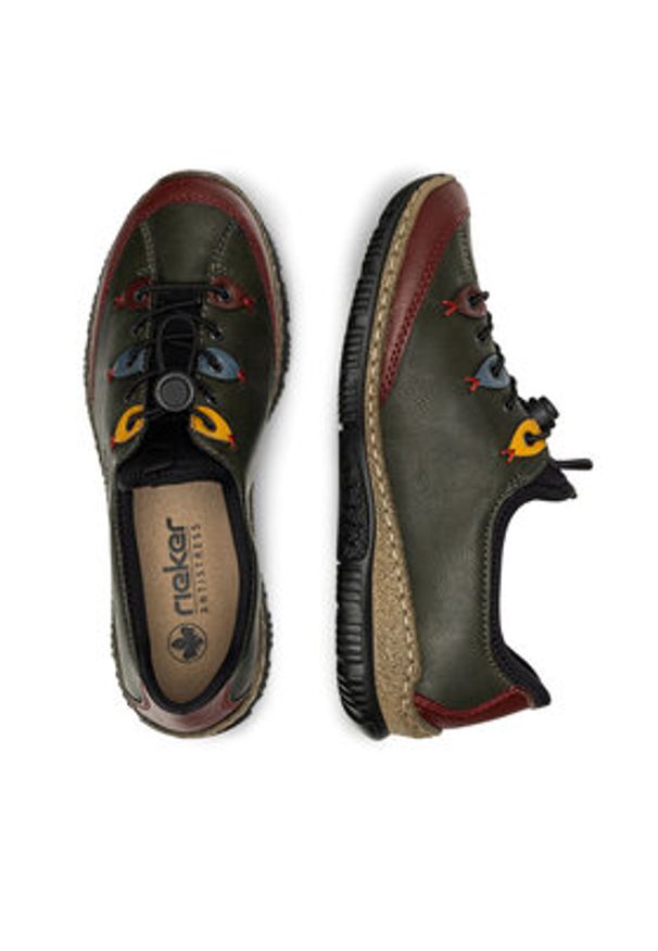 Rieker Półbuty N3271-54 Zielony. Kolor: zielony. Materiał: materiał