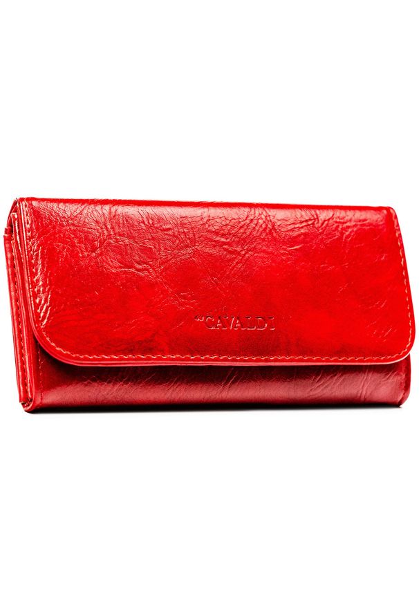 4U CAVALDI - Duży, czerwony portfel damski ze skóry ekologicznej zamykany na zatrzask 4U Cavaldi F18-PAL1B. Kolor: czerwony. Materiał: skóra ekologiczna