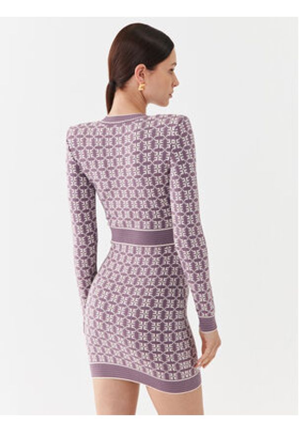 Elisabetta Franchi Sukienka dzianinowa AM-94Q-36E2-V550 Fioletowy Slim Fit. Kolor: fioletowy. Materiał: dzianina, wiskoza