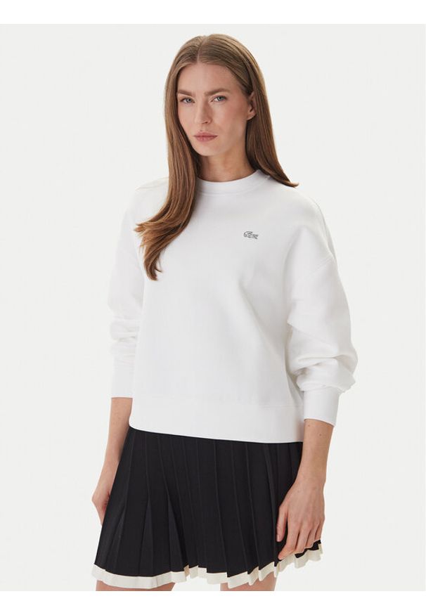 Lacoste Bluza SF0046 Biały Oversize. Kolor: biały. Materiał: bawełna