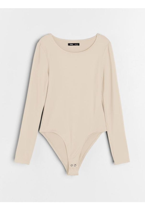 Sinsay - Body z długimi rękawami - kremowy. Kolor: kremowy. Długość rękawa: długi rękaw. Długość: długie