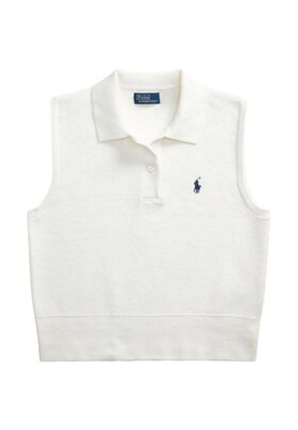 Polo Ralph Lauren Sweter 211970666001 Biały Regular Fit. Typ kołnierza: polo. Kolor: biały. Materiał: bawełna
