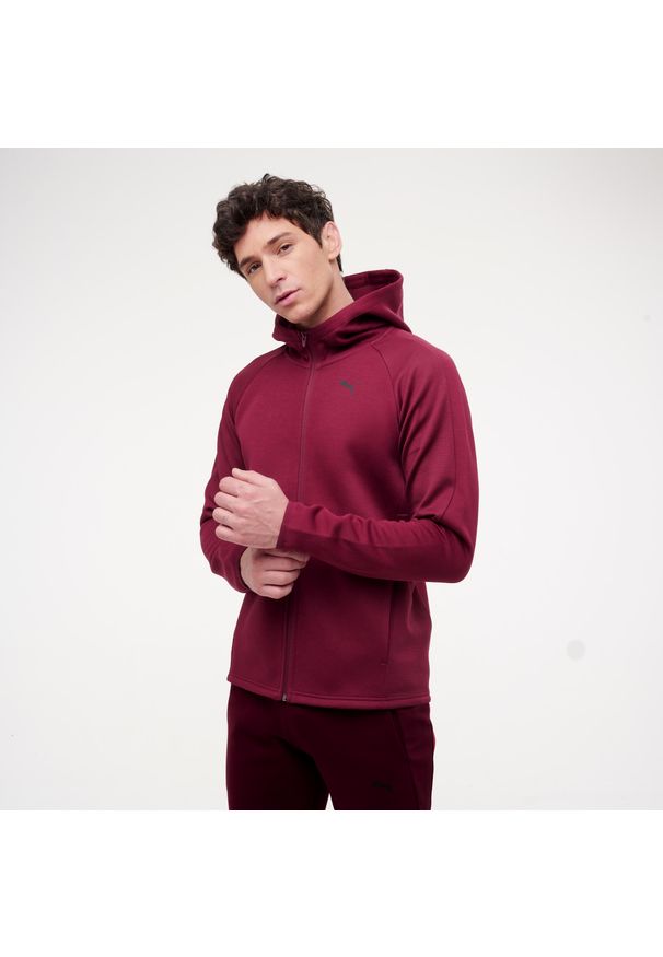 Decathlon - Bluza z kapturem męska Puma Active Gym & Pilates. Typ kołnierza: kaptur. Kolor: czerwony. Materiał: bawełna, materiał. Sport: joga i pilates