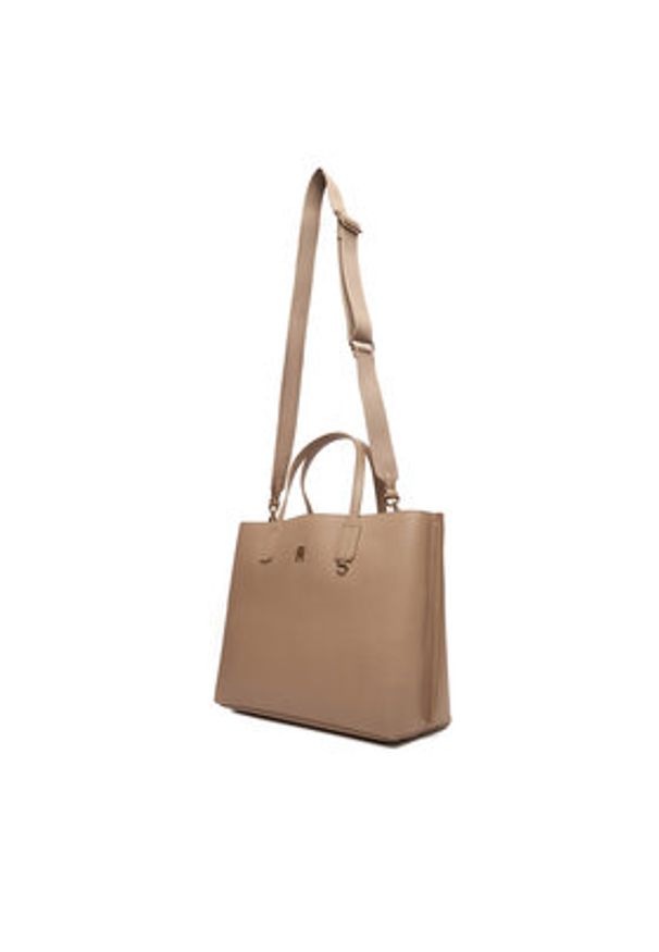 TOMMY HILFIGER - Tommy Hilfiger Torebka Th Distinct Satchel AW0AW17463 Beżowy. Kolor: beżowy. Materiał: skórzane