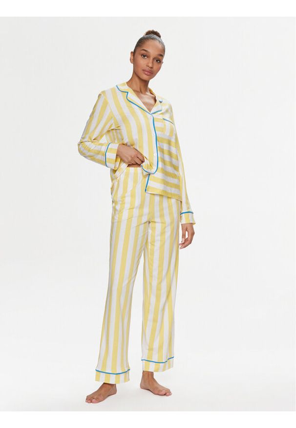 DKNY Piżama YI80003 Żółty Regular Fit. Kolor: żółty. Materiał: bawełna