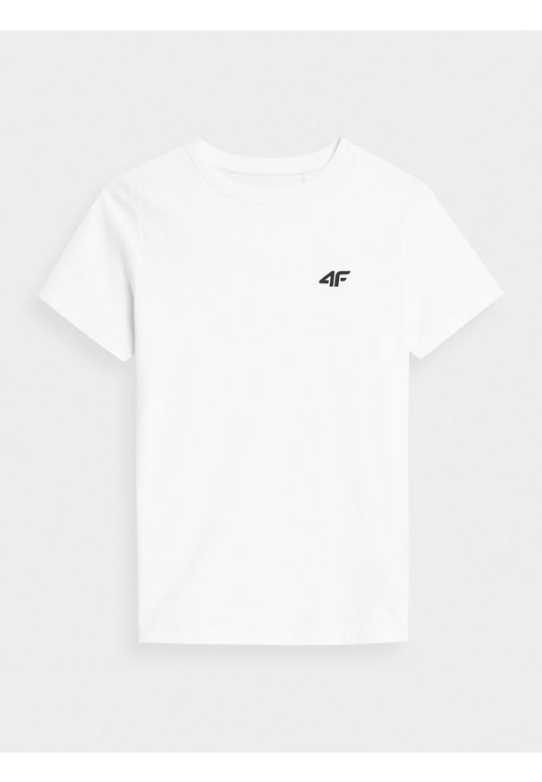 4F JUNIOR - T-shirt gładki chłopięcy. Kolor: biały. Materiał: bawełna. Wzór: gładki. Sezon: lato