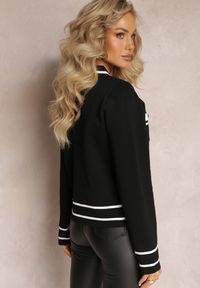 Renee - Czarny Zapinany Kardigan z Wiskozy Muminah. Kolor: czarny. Materiał: wiskoza. Wzór: aplikacja #4